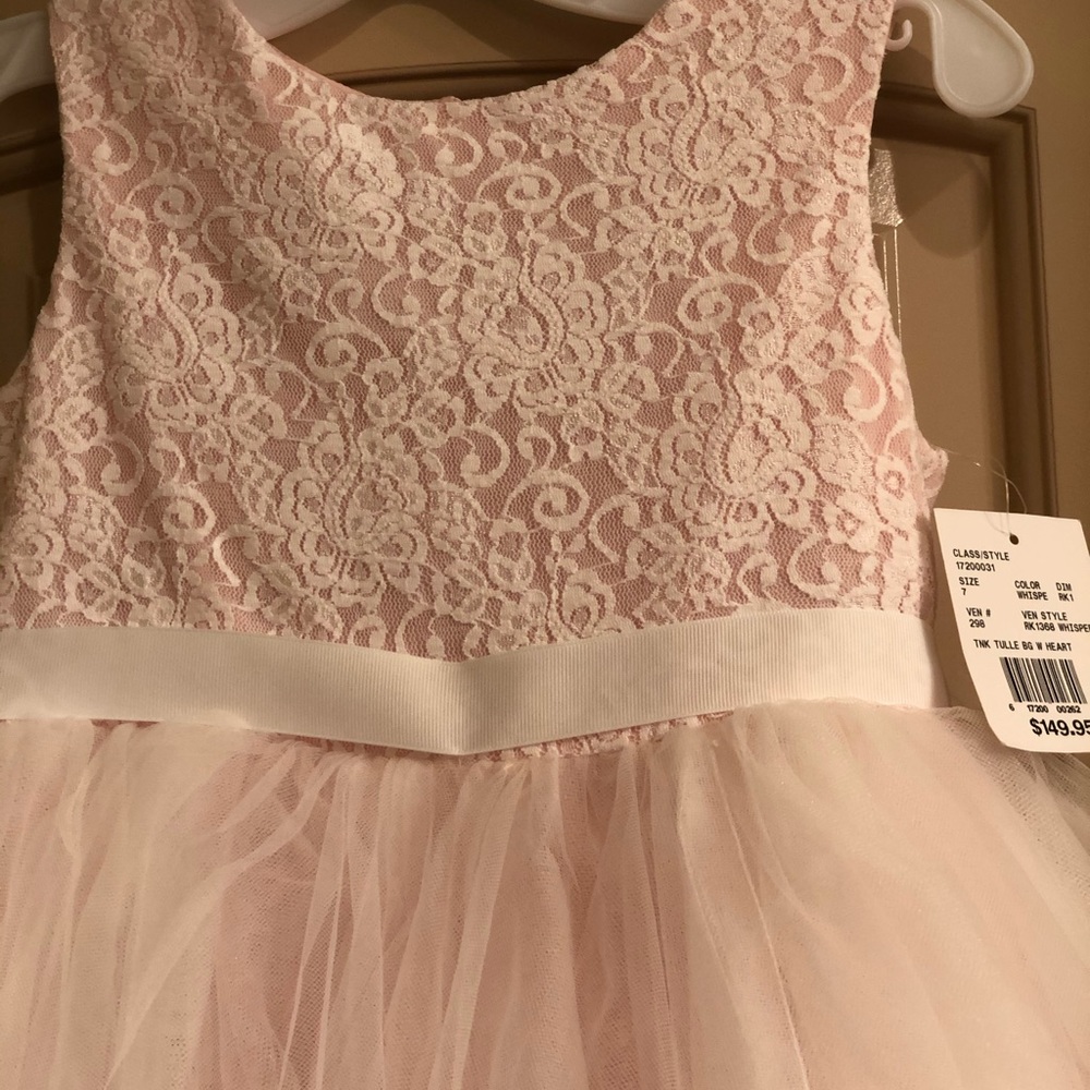 Girls size 7 whisper pink long dress NWT